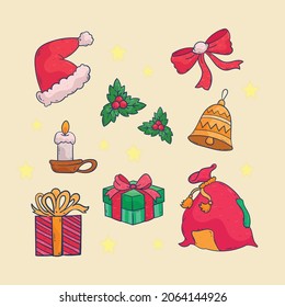 Colección de elementos de Navidad dibujados a mano
