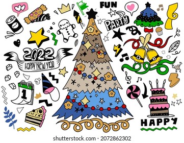 Hand drawn Christmas element collection ,Festive New Year  clipart