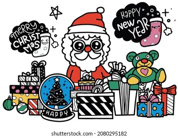 Hand drawn Christmas element collection ,Festive New Year  clipart