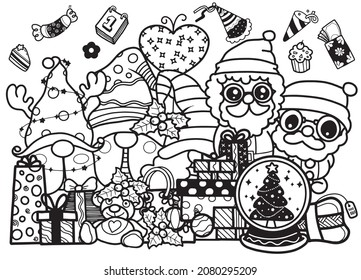 Colección de elementos de Navidad dibujados a mano, clipart de Año Nuevo festivo