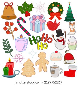 Hand drawn christmas element collection.