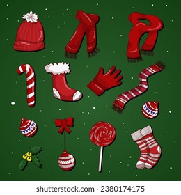 Hand drawn christmas element collection, for flash card, sticker, background, and other. A simple vector design.
