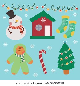 Hand drawn christmas element collection