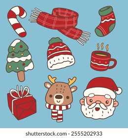 Hand Drawn Christmas Element Collection in Cartoon Style