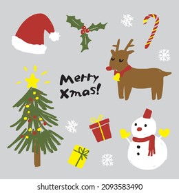 Hand drawn Christmas elements collection.