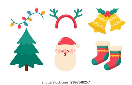 Hand Drawn Christmas Elements Collection Isolated on White Background