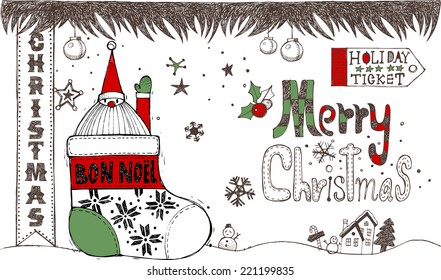 Hand drawn Christmas elements D