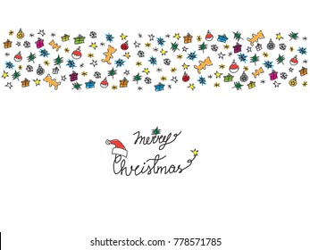 Hand drawn Christmas elements and text, vector