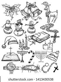 Hand Drawn Christmas Elements Vector Pack 01