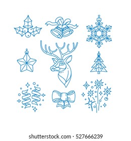 Hand drawn Christmas emblem. Can be used in advertising, banners and cards. Winter holiday decoration
