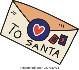 Hand Drawn christmas envelope illustration isolated on background