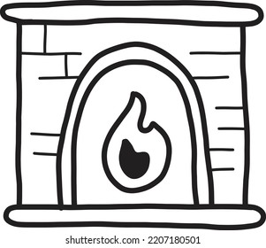 Hand Drawn christmas fireplace illustration isolated on background