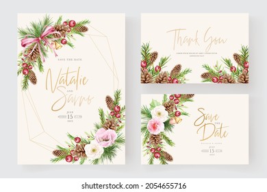 Hand Drawn Christmas Floral Card