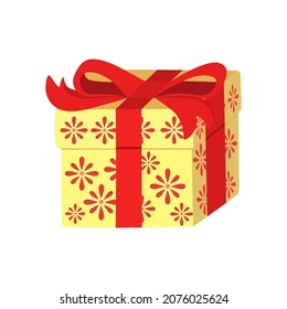 Hand drawn Christmas gift box with bow. Vector doodle sketch illustration isolated on white background.