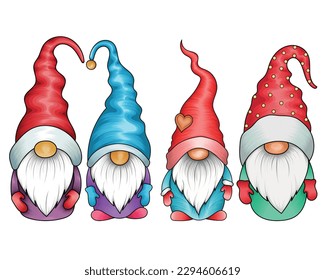 Hand drawn Christmas gnome clipart