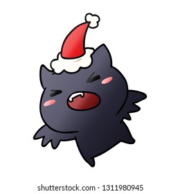 hand drawn christmas gradient cartoon of kawaii bat