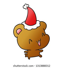 hand drawn christmas gradient cartoon of kawaii bear