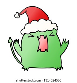handgezeichneter Weihnachtskarikatur auf kawaii-Teufel