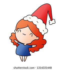 hand drawn christmas gradient cartoon of kawaii girl