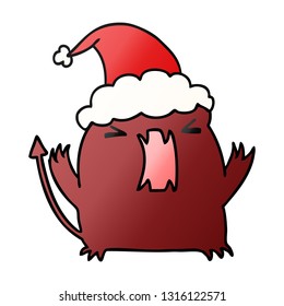 hand drawn christmas gradient cartoon of kawaii devil