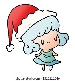 caricatura de gradiente de navidad dibujada a mano de una chica kawaii