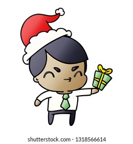 caricatura de gradiente de navidad dibujada a mano del niño kawaii