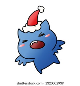 hand drawn christmas gradient cartoon of kawaii bat