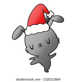 hand drawn christmas gradient cartoon of kawaii rabbit