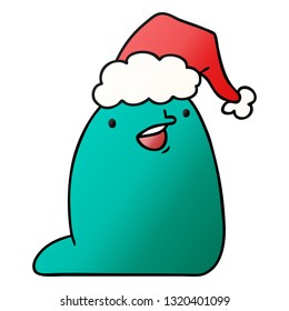 hand drawn christmas gradient cartoon of kawaii slug
