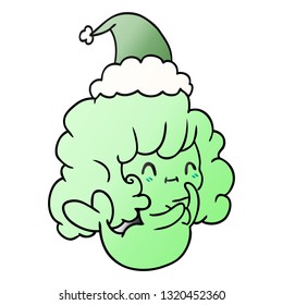 hand drawn christmas gradient cartoon of kawaii ghost