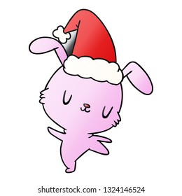 hand drawn christmas gradient cartoon of kawaii rabbit