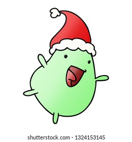 caricatura de gradiente de navidad dibujada a mano del frijol kawaii
