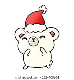 hand drawn christmas gradient cartoon of kawaii polar bear