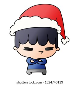 hand drawn christmas gradient cartoon of kawaii boy