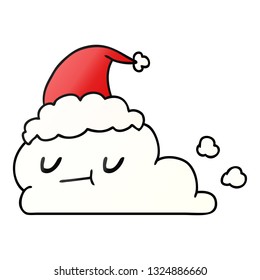 hand drawn christmas gradient cartoon of kawaii cloud