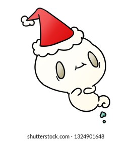 hand drawn christmas gradient cartoon of kawaii ghost