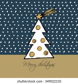 Hand drawn christmas greeting card. Vector illustration.