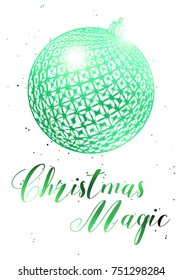 Hand drawn Christmas greeting card. Great print for invitations, posters, tags. Festive banner in drawn cartoon style, modern and classic, vintage illustration. Vector. 