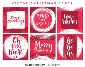 Hand drawn Christmas holiday set collection with calligraphys. 