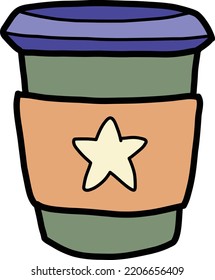 Hand Drawn christmas hot coffee mugs illustration isolated on background