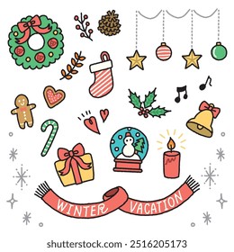 Hand drawn Christmas icons vector set