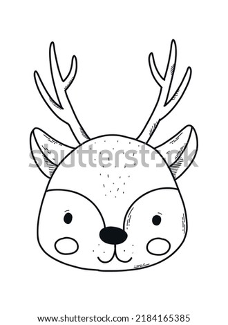 Hand drawn Christmas isolated element of rein deer for coloring pages, prints, posters, cards, sublimation, paper craft, etc. EPS 10