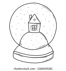 Hand drawn Christmas isolated elementof glass snowball for coloring pages, prints, posters, cards, sublimation, paper craft, etc. EPS 10