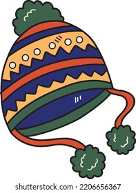 Hand Drawn christmas knit hat illustration isolated on background