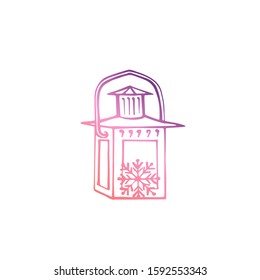 Hand drawn Christmas lantern with snowflake isolated on white background. Vector illustration