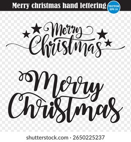 Hand Drawn Christmas Lettering. Merry Christmas vector text. Merry Christmas script calligraphy for invitation, card, decoration design. Eps 10