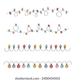 Hand Drawn Christmas Lights Icon Set Vector Design.