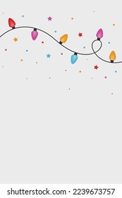 La mano dibujó luces navideñas. Diseño de una tarjeta de felicitación. Ilustración del vector