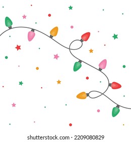 Hand drawn Christmas lights. Vector illustration