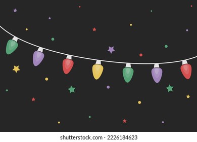 La mano dibujó luces navideñas. Ilustración del vector
